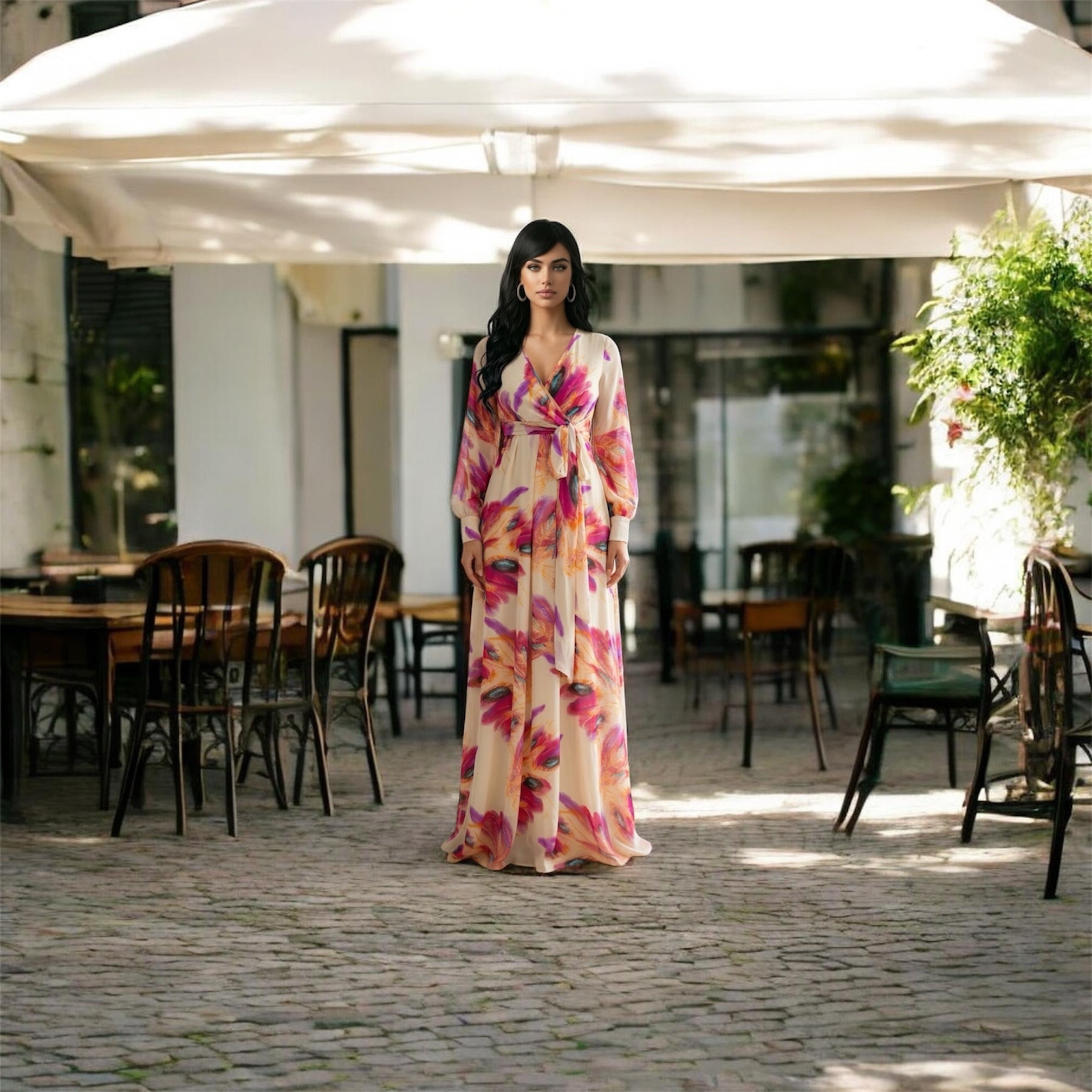 Floral Long Sleeve Maxi Dress