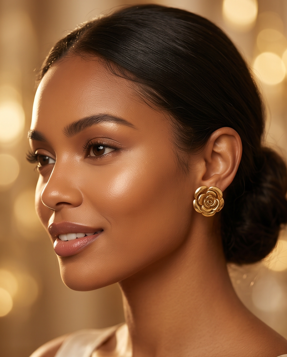 Stainless Steel Gold Rosee’ Earrings