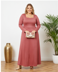 Plus Size Mauve Square Neck Maxi Dress