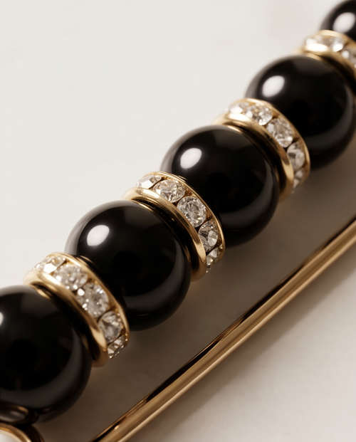 Black Pearly Pinned Brooch