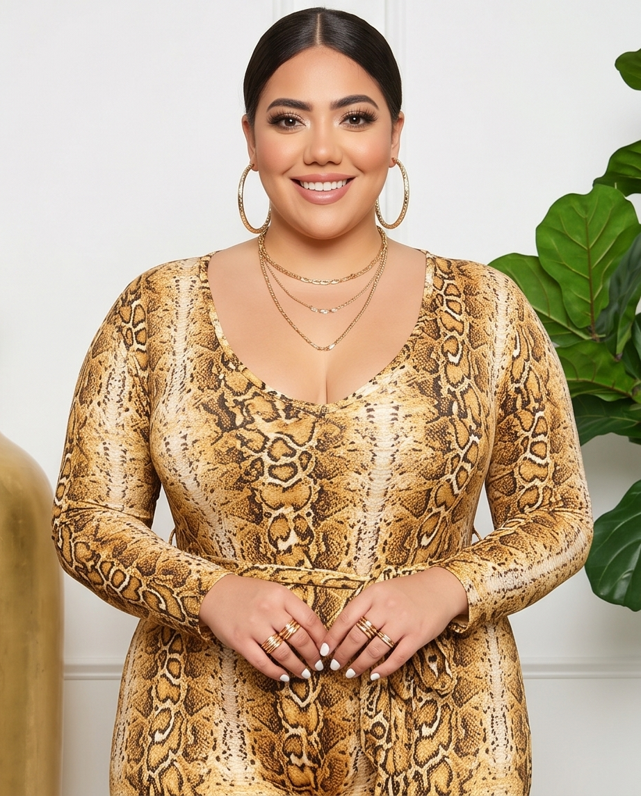 Plus Size Animal Print Jumpsuit