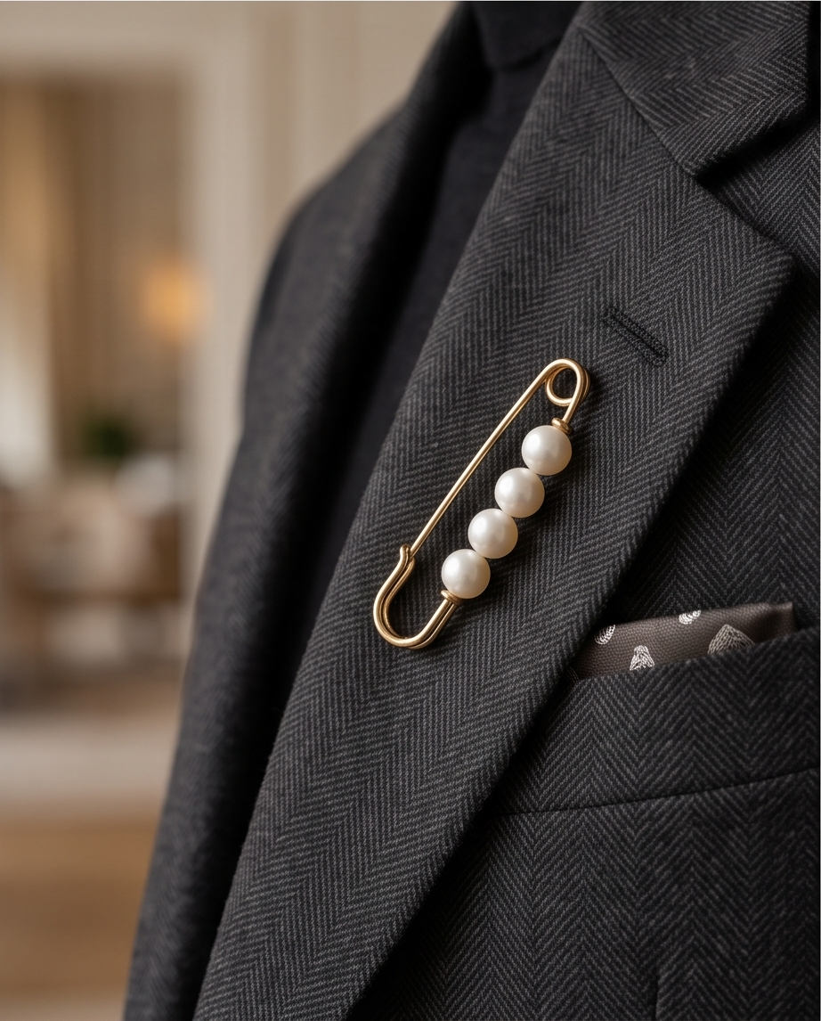 Gold Pinned Pearly Brooch