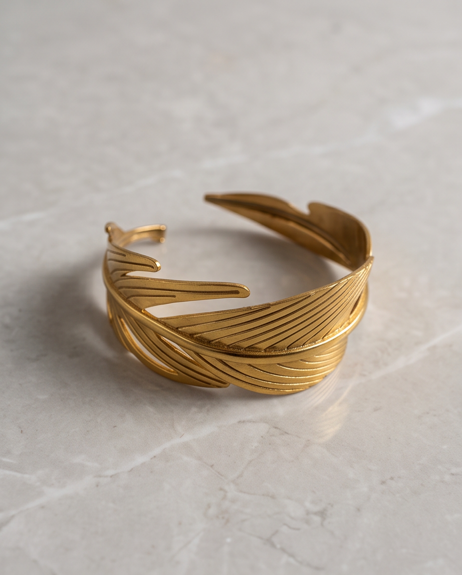 Stainless Steel Banana Leaf Bracelet