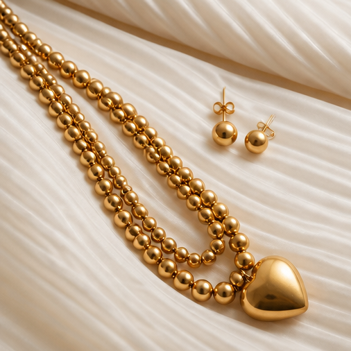 Unique Gold Hearts Necklace Set