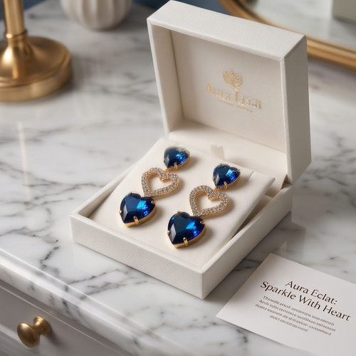 Blue Love Hearts Earrings