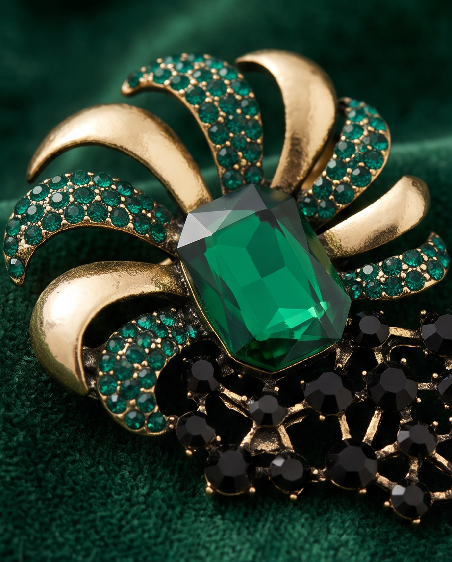 Jennifer Green & Gold Brooch