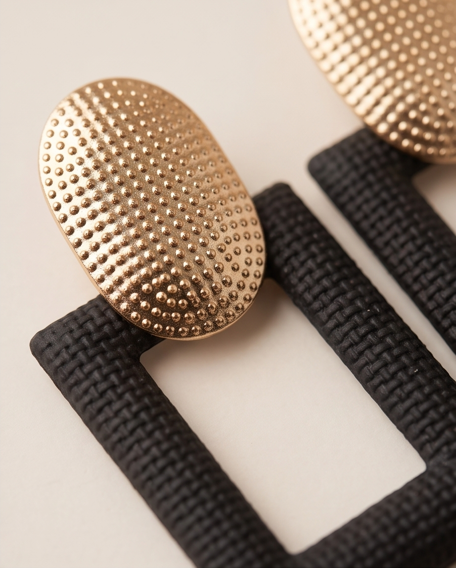 Gold And Black Boxy Earrings