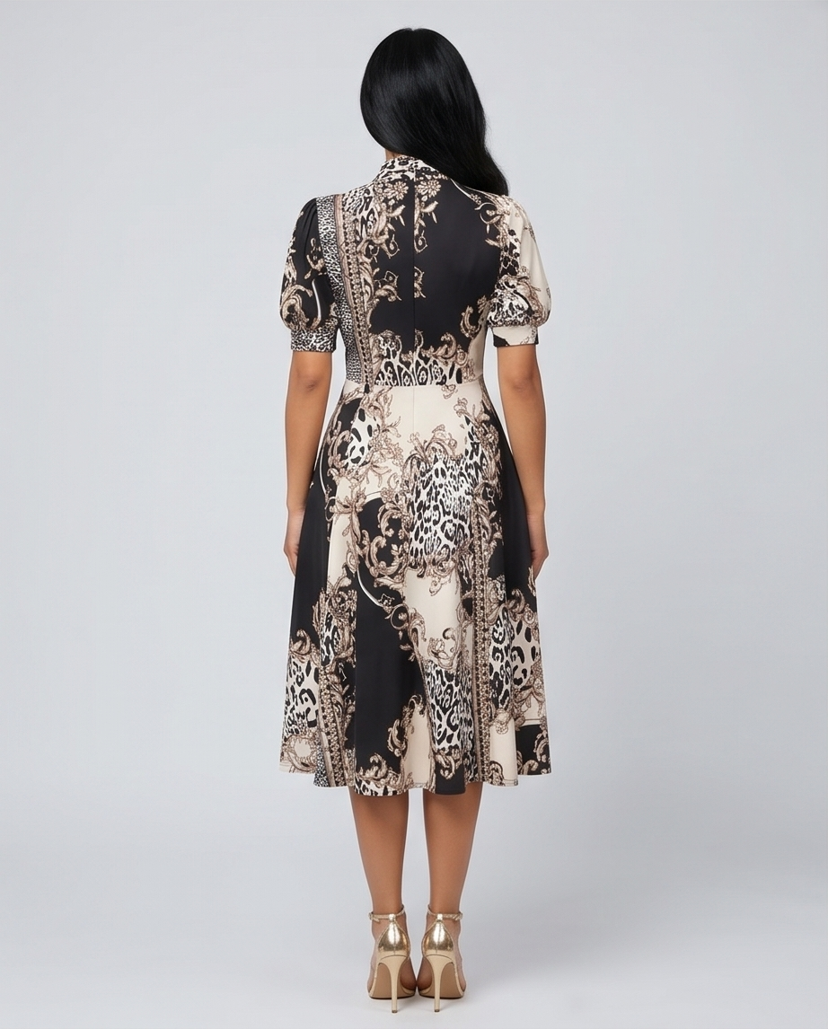 Multi Print Skater Midi Dress