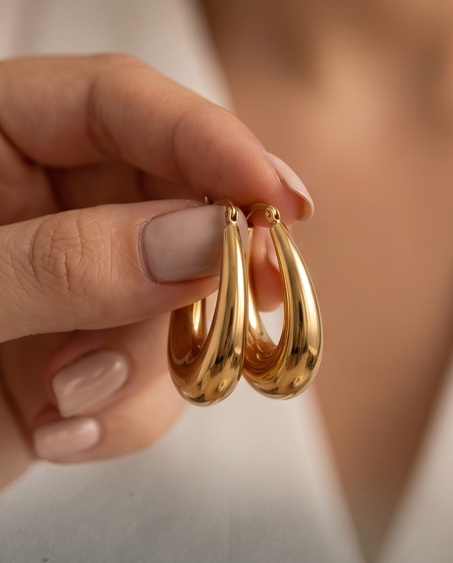 Stainless Steel Gold Hoop Earrings