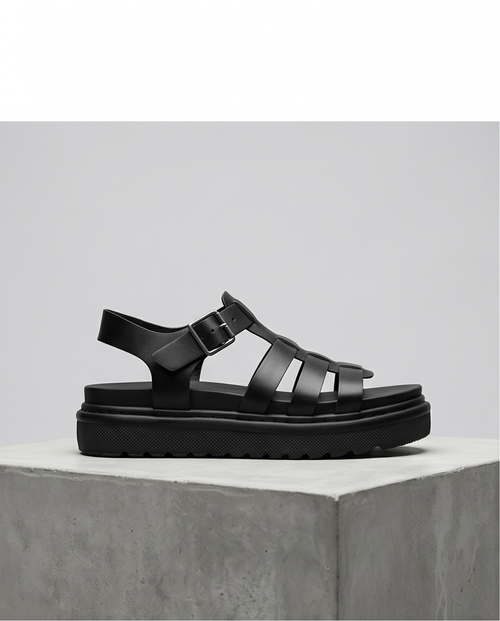 Chunky Black Strappy Sandals