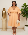 Plus Size Fit & Flare Gold Skater Dress