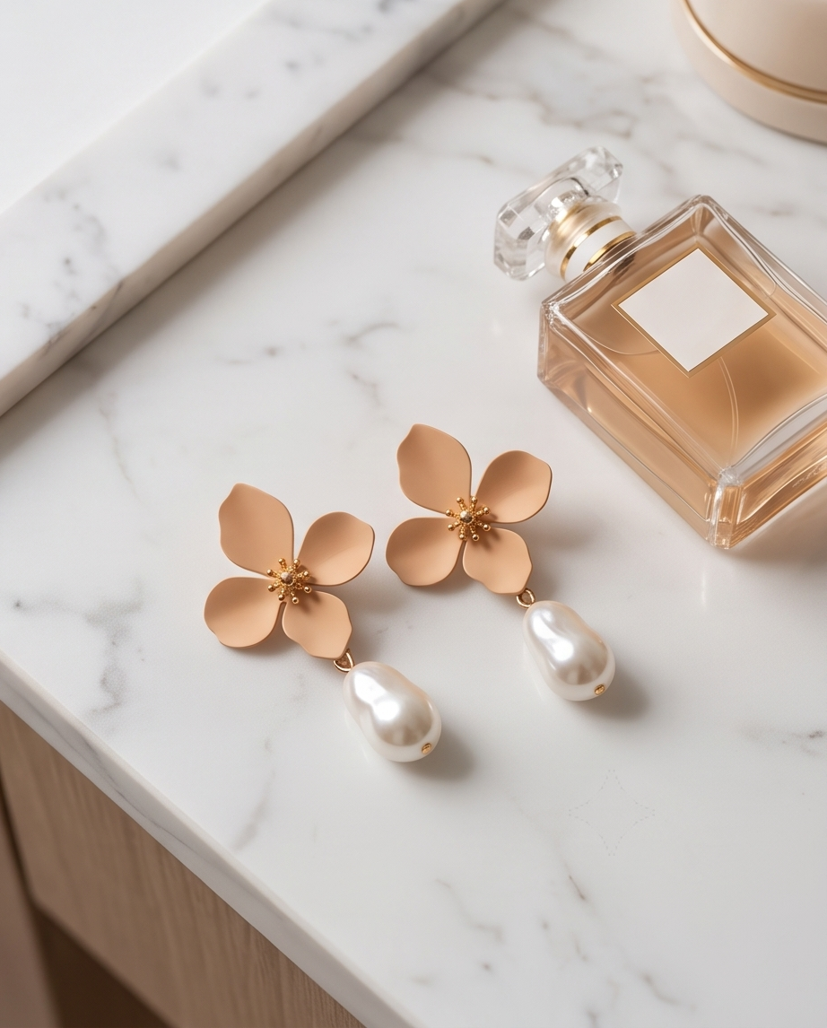 Peach & Pearl Earrings
