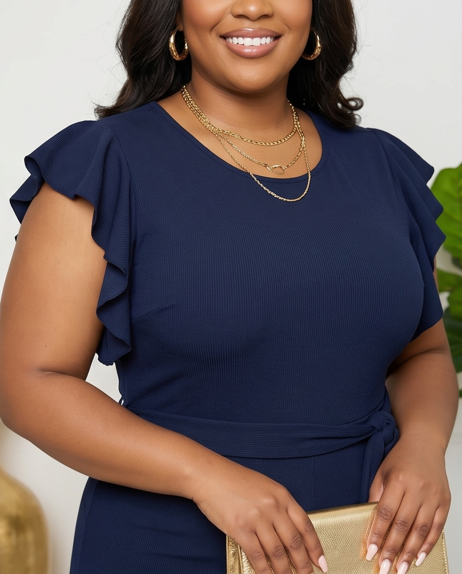 Plus Size Ruffle Trim Jumpsuit