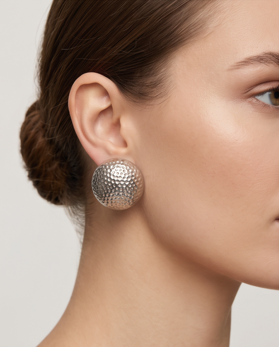 Hammered Silver Clip On Earrings