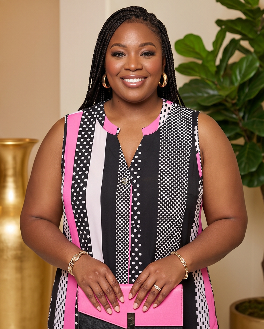 Plus Size Striped Polka Dot Top