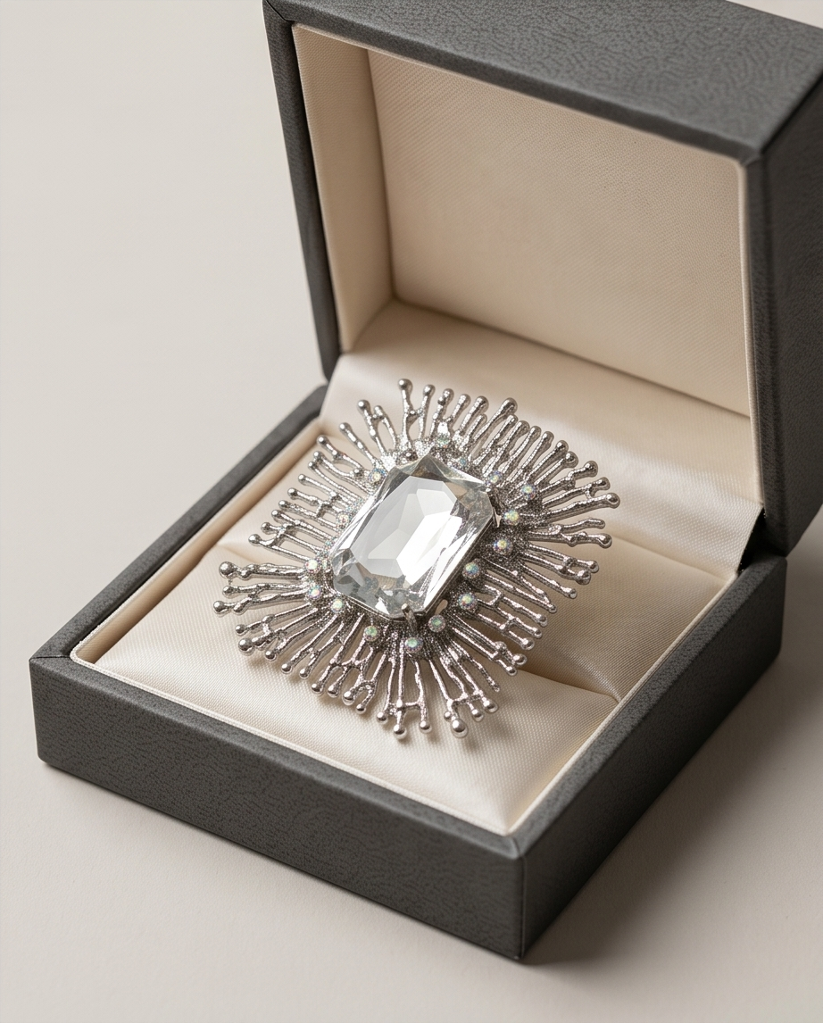Bold Silver Square Brooch