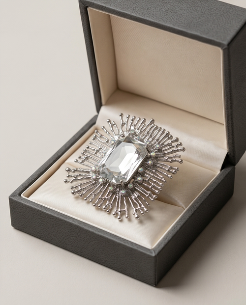 Bold Silver Square Brooch