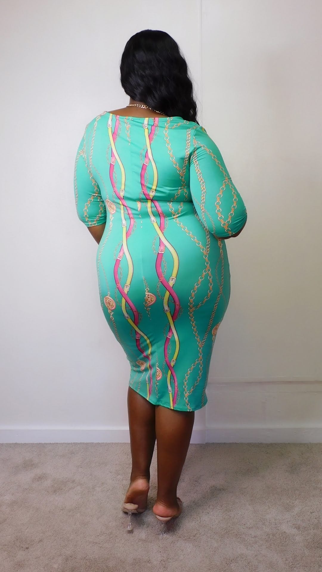 Plus Size Chain Link Body-con Dress - 2045DX