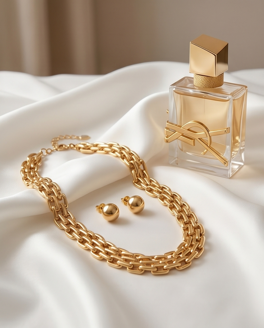 Gold Linkage Necklace Set
