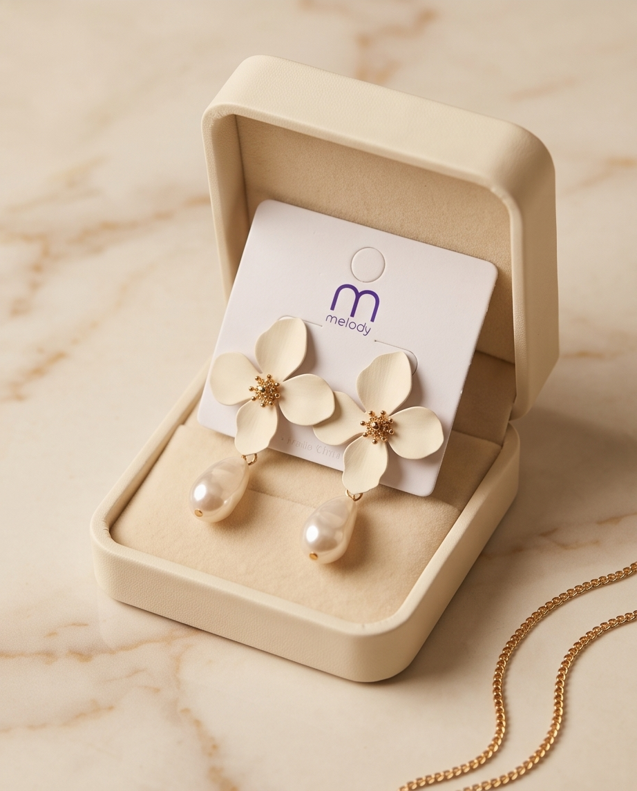 Cream & Pearl Earrings
