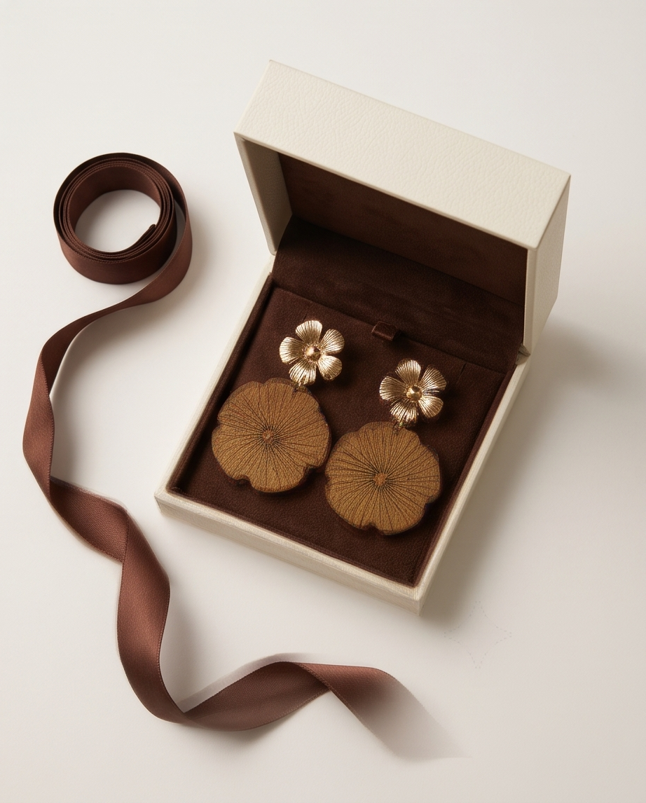 Gold Flower Pattern Earrings