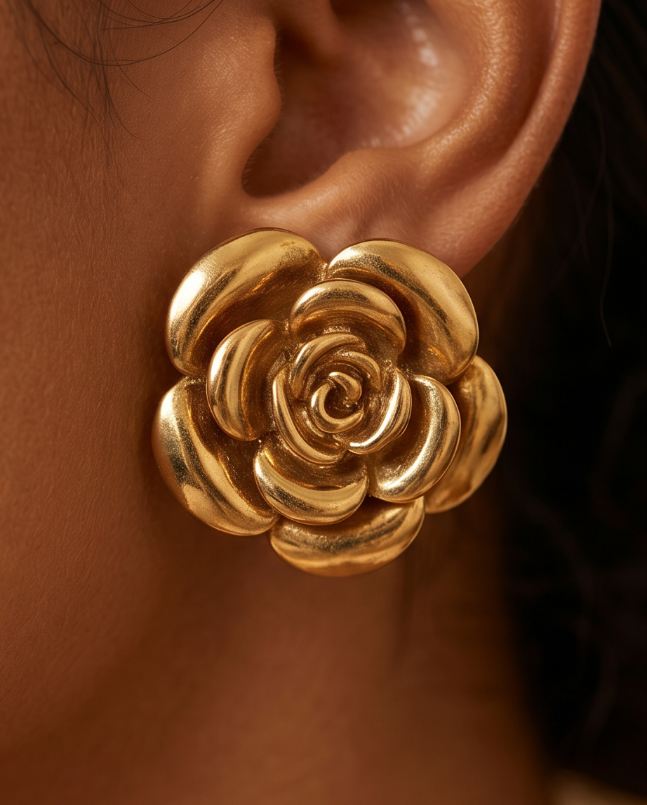 Stainless Steel Gold Rosee’ Earrings