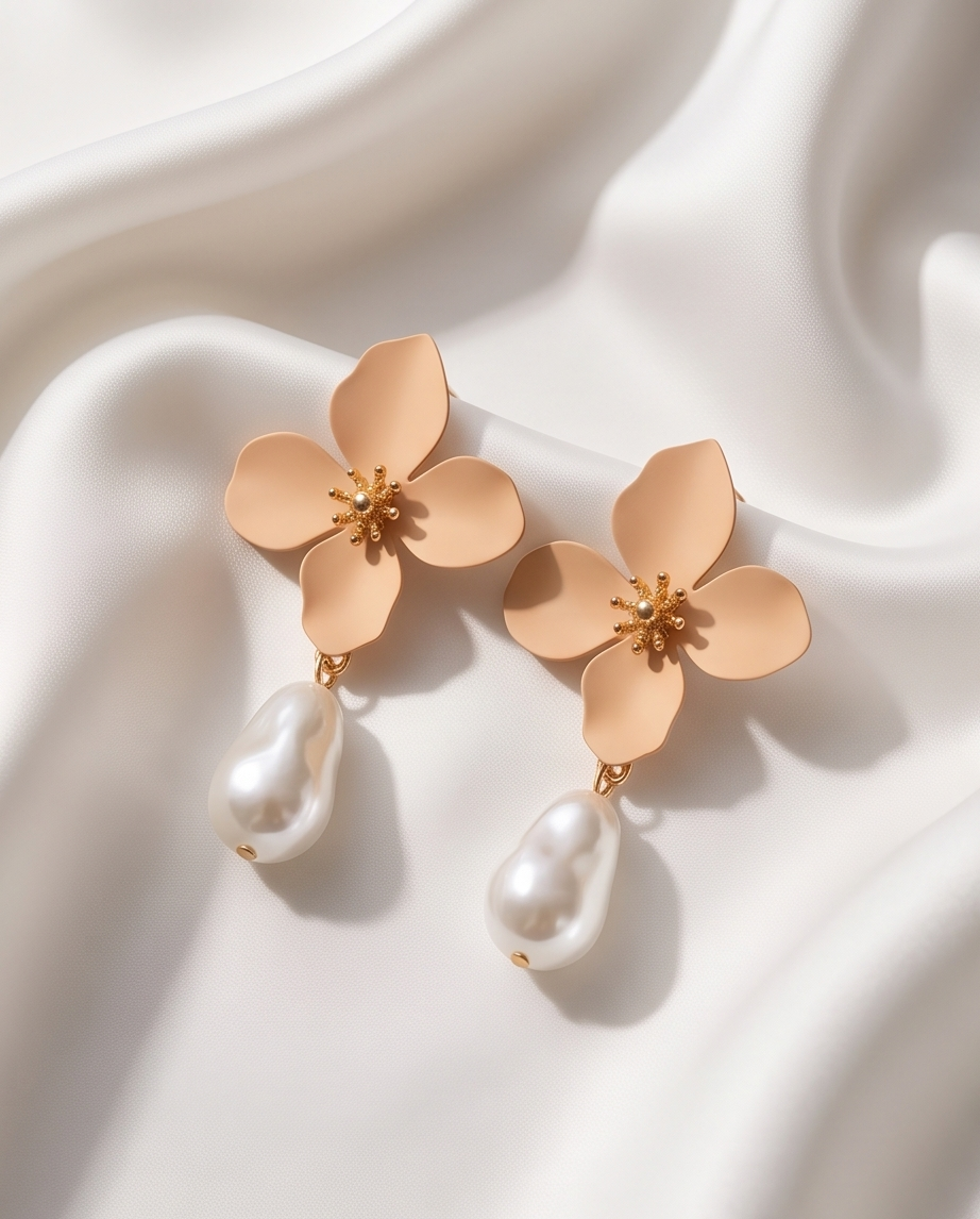 Peach & Pearl Earrings