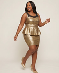 Gold Glitter Peplum Dress