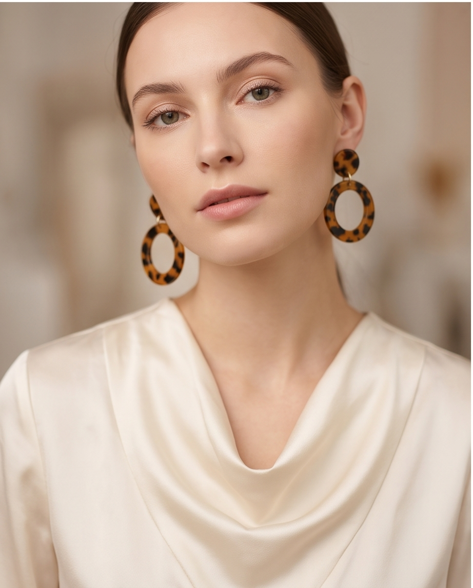 Orange & Black Hoop Earrings