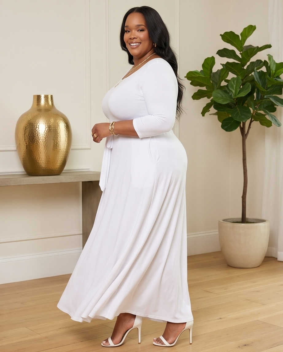 Plus Size White Maxi Dress