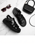 Chunky Black Strappy Sandals