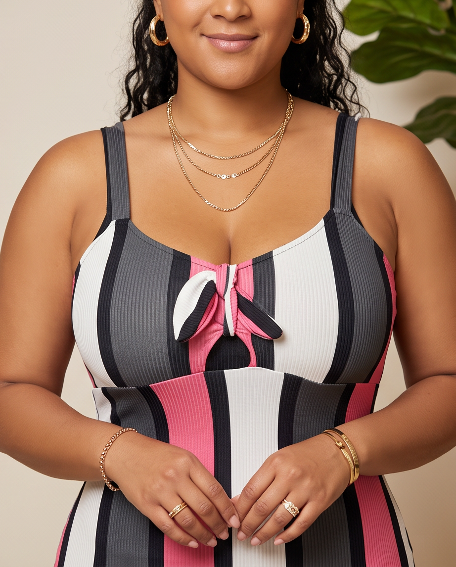 Plus Size Striped Midi Dress