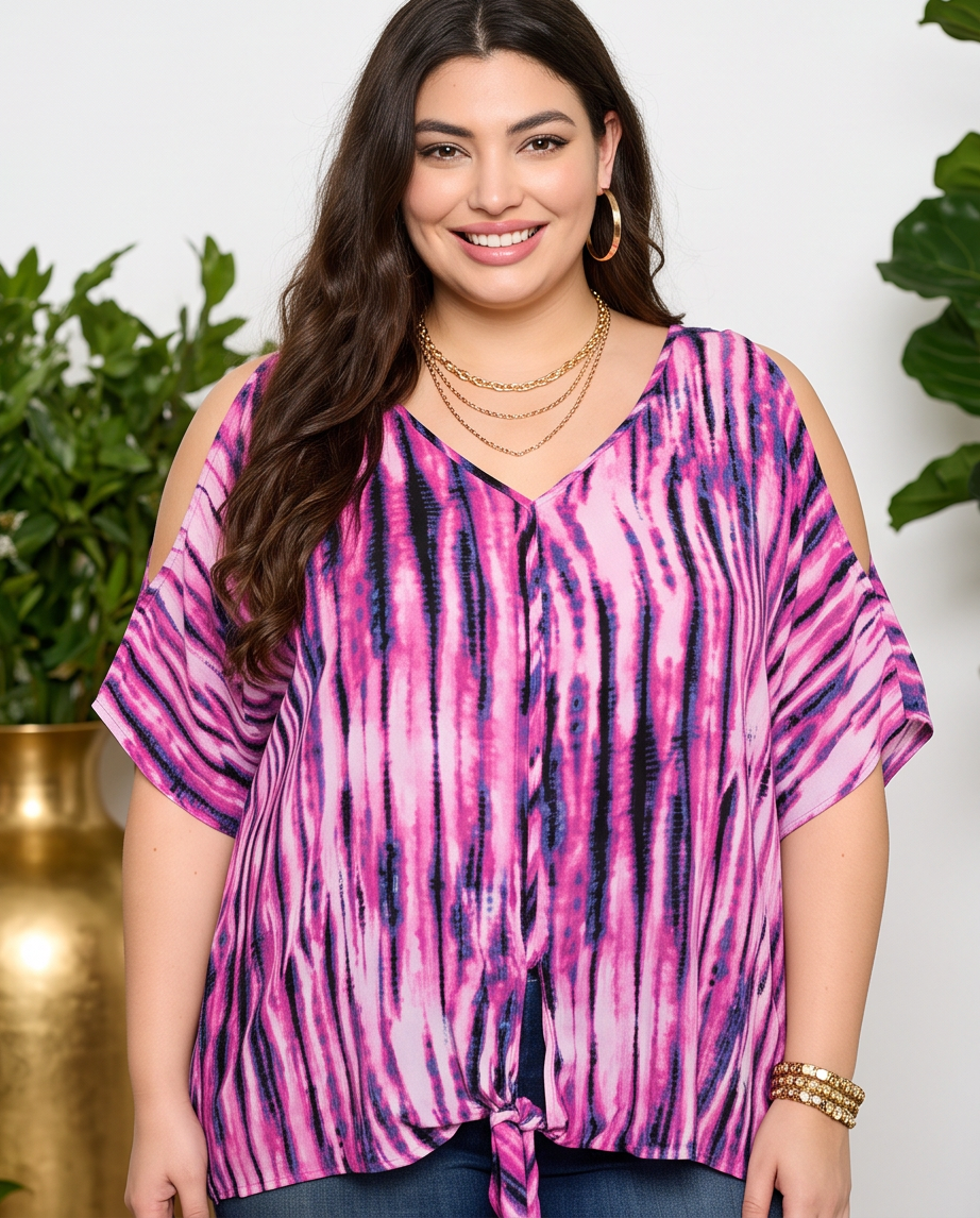 Plus Size Multi Color Cold Shoulder Top