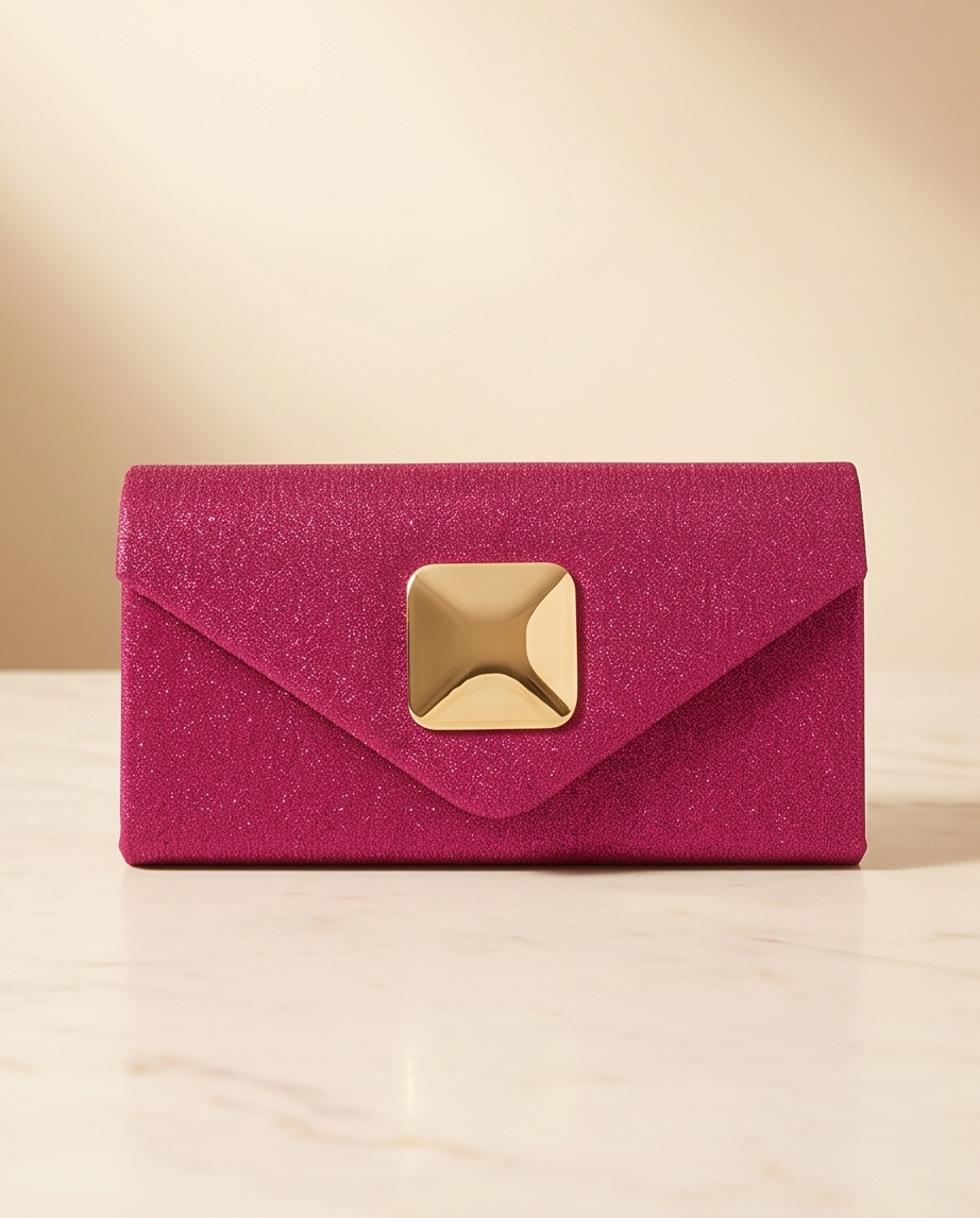 Elegant Pink Glitter Clutch