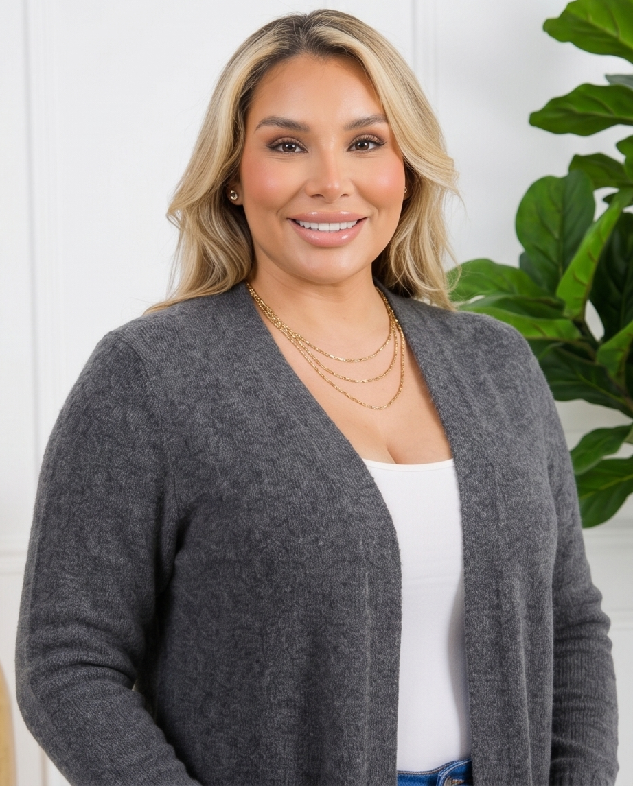 Plus Size Heather Grey Cardigan Sweater