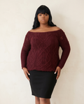 Plus Size Burgundy Raw Hem Sweater