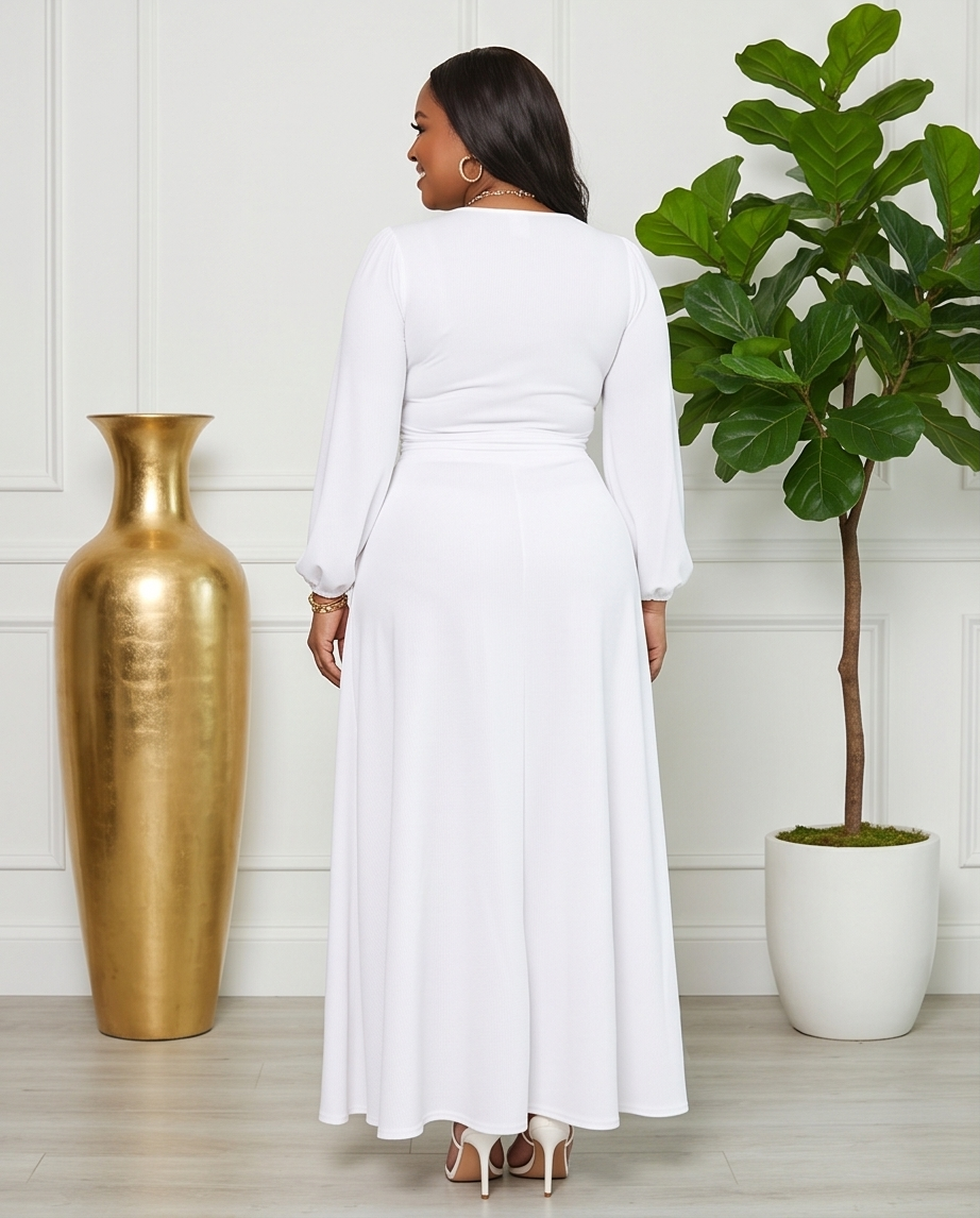 Plus Size White Matching Set