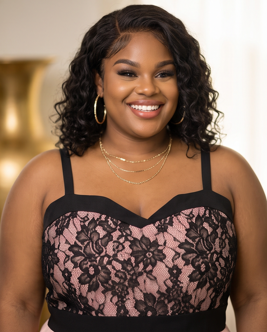 Plus Size Light Orange Lace Trim Dress