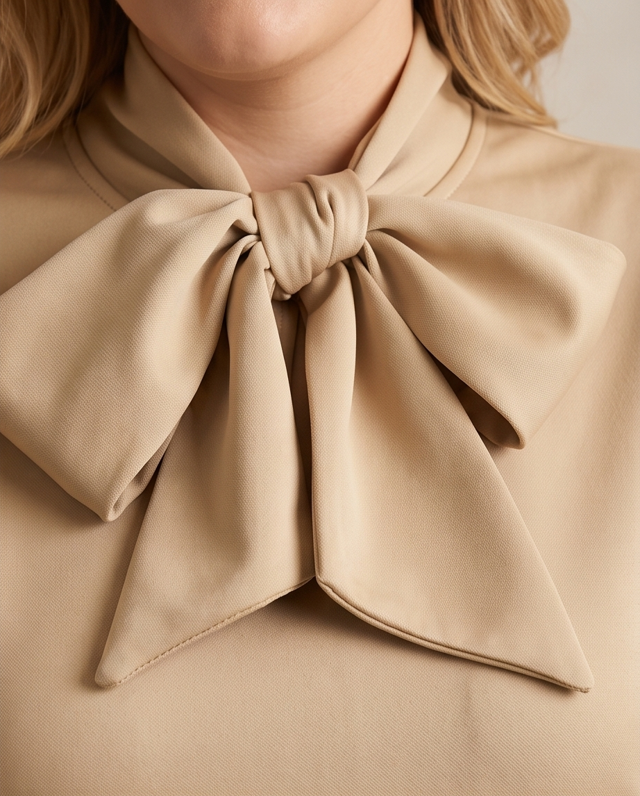 Extra Plus Brown Tie Neck Peplum Top