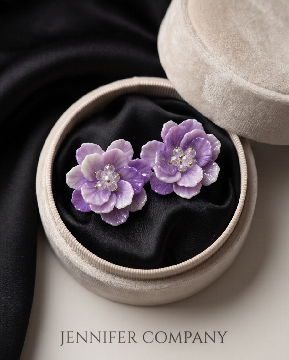 Jennifer Lavender Flower Earrings