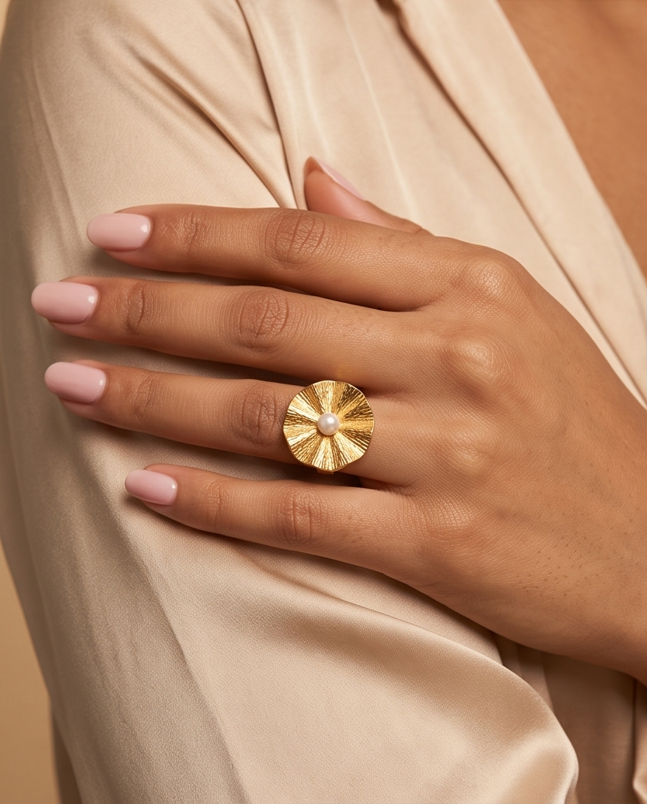 Stainless Steel Umbrella Gold Ring