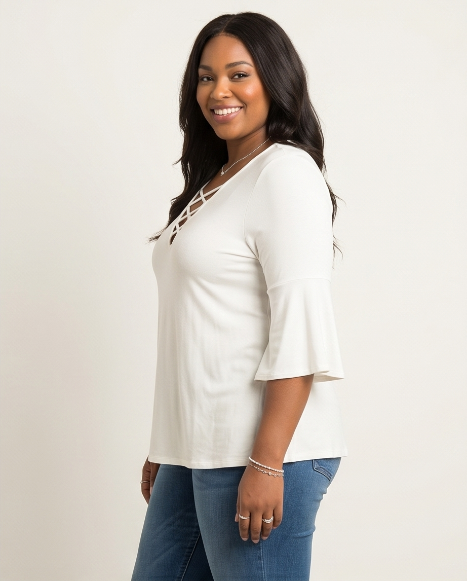 Plus Size Lattice Stretchy Top