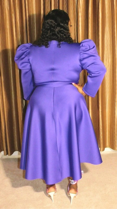 Plus Size Purple Skater Dress - 2407