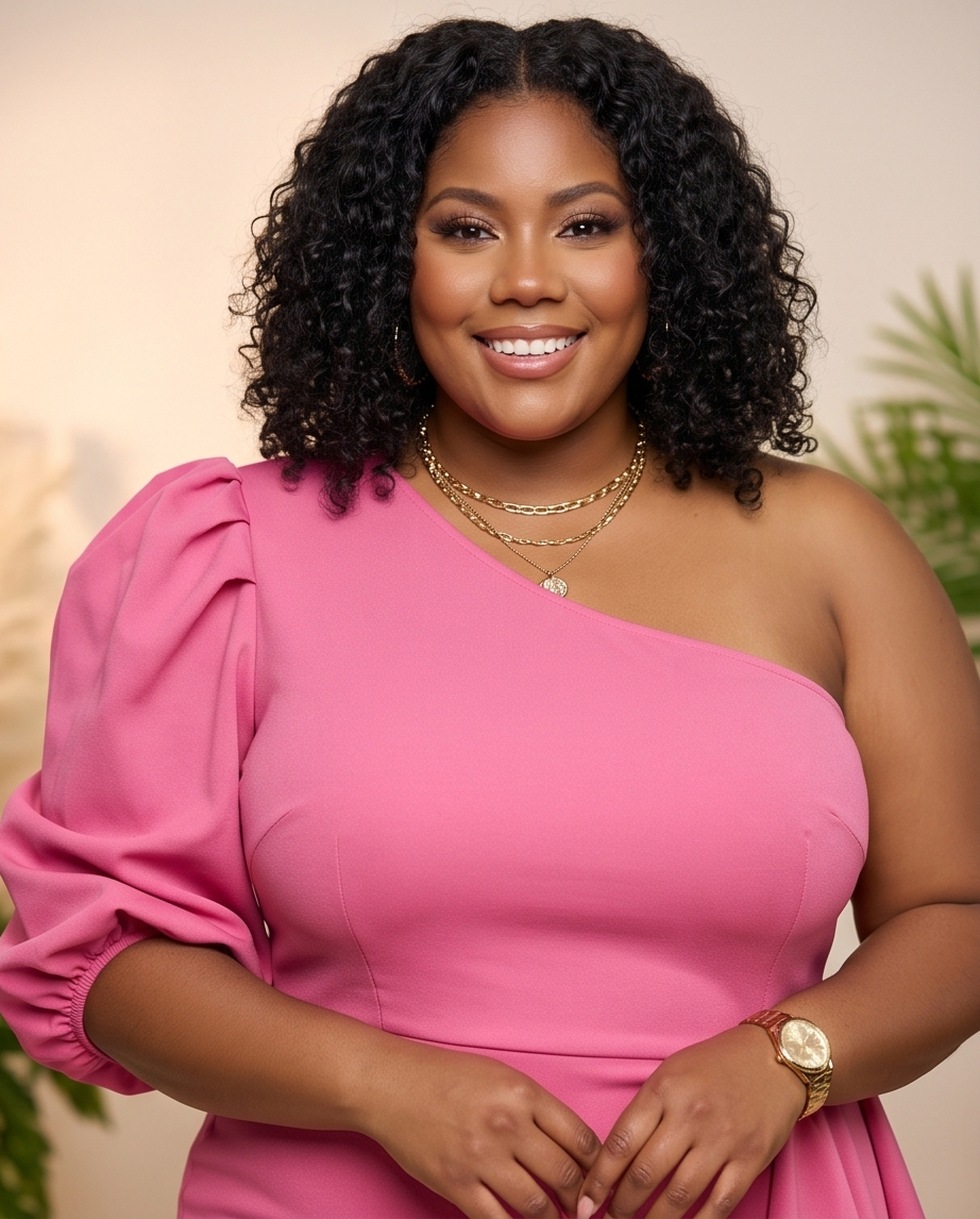 Plus Size Pink Cold Shoulder Dress