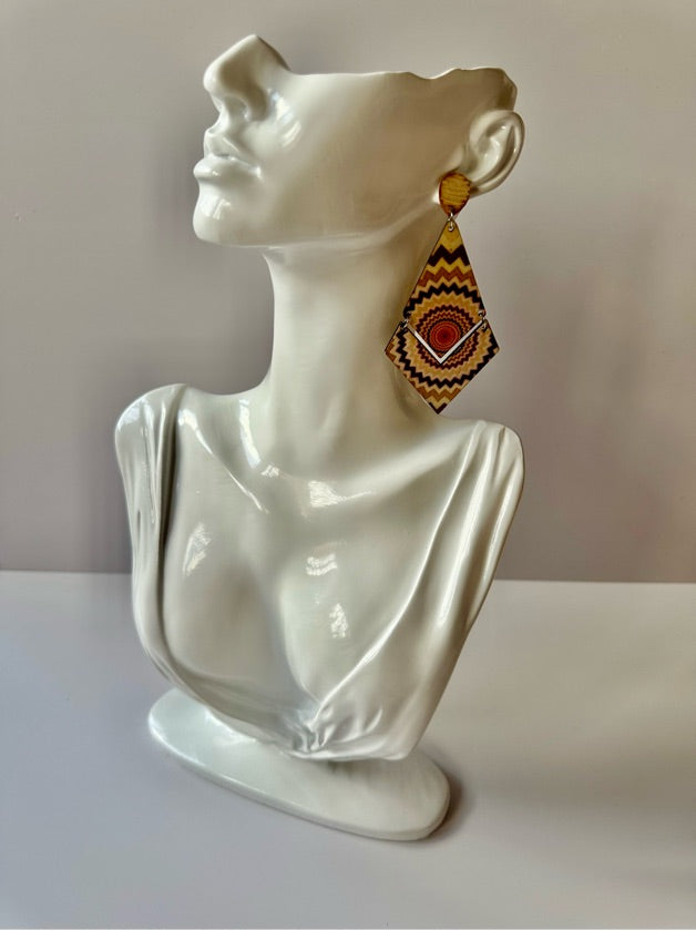 Brown Aztec Printed Earring - 1671