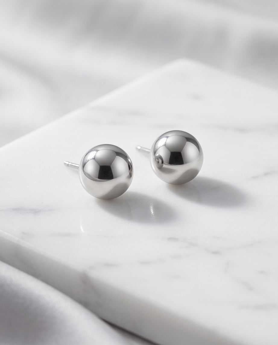 Silver Stainless Stud Steel Earrings