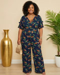 Plus Size Black Floral Jumpsuit