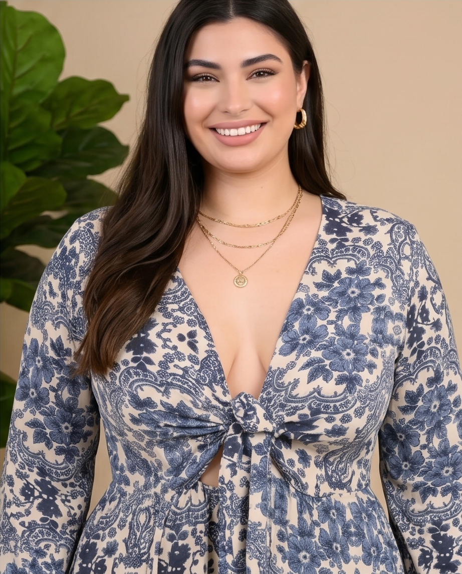 Plus Size Aztec Knot Front Jumpsuit