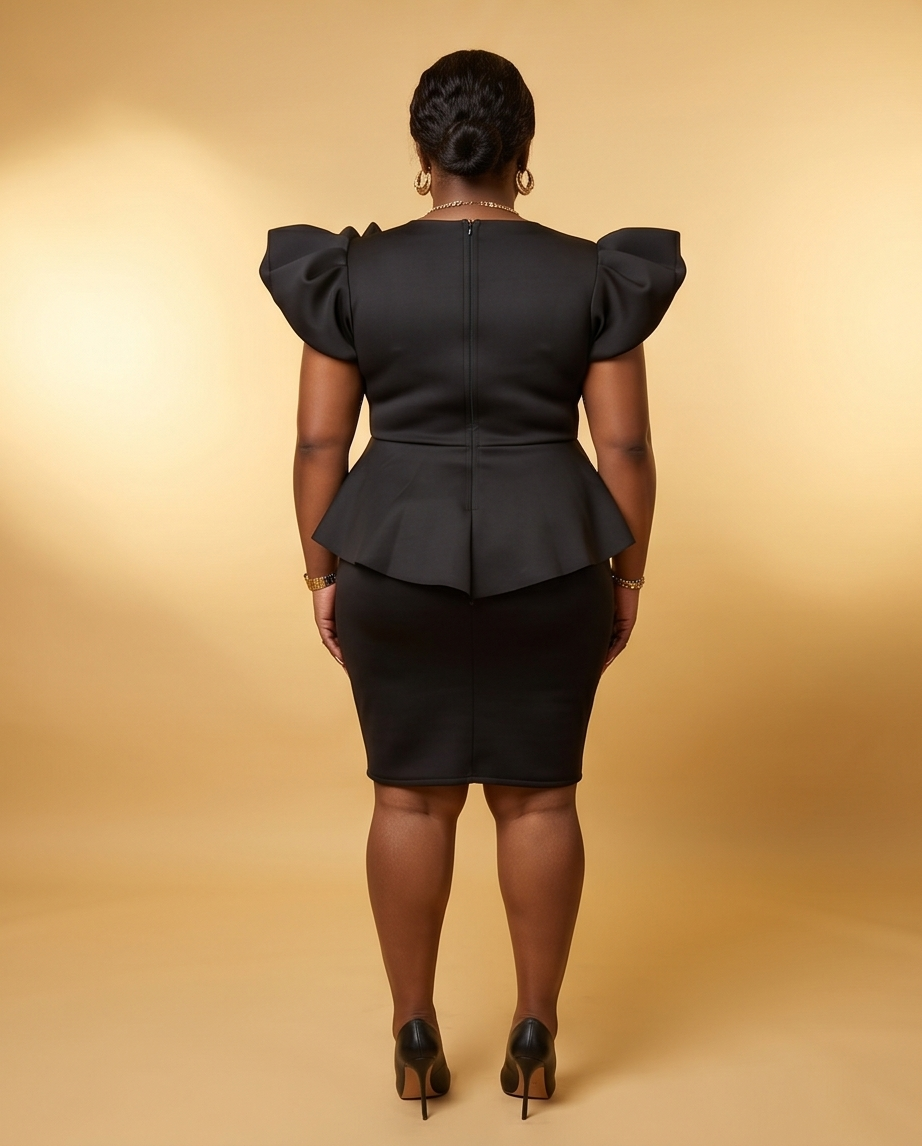 Plus Size Bow Sleeve Midi Dress