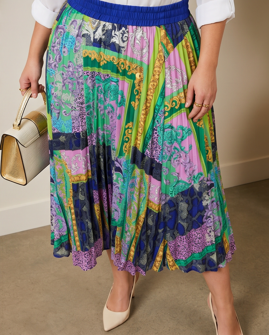 Marissa Pleated Printed Skirt
